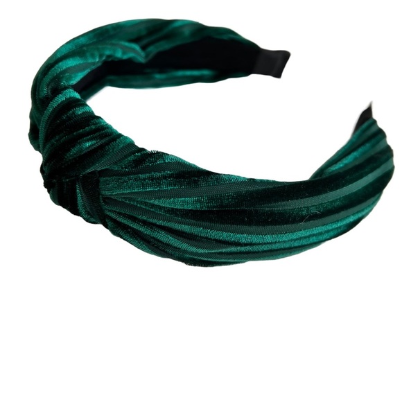 Velvet green top knot headband - Picture 1 of 3
